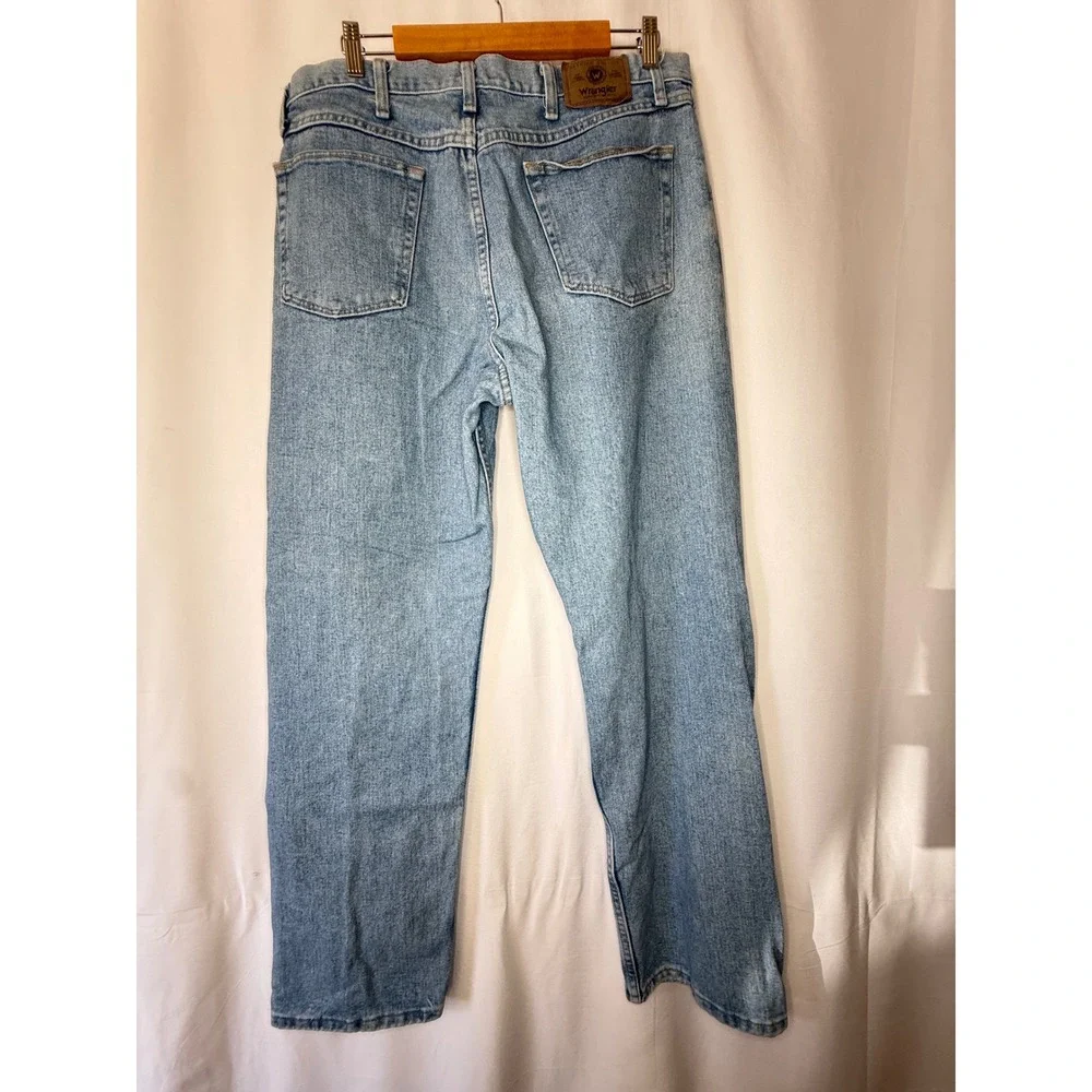 Wrangler Authentic Mens Regular Fit Straight Leg Light Wash Jeans 97601SB 36x32